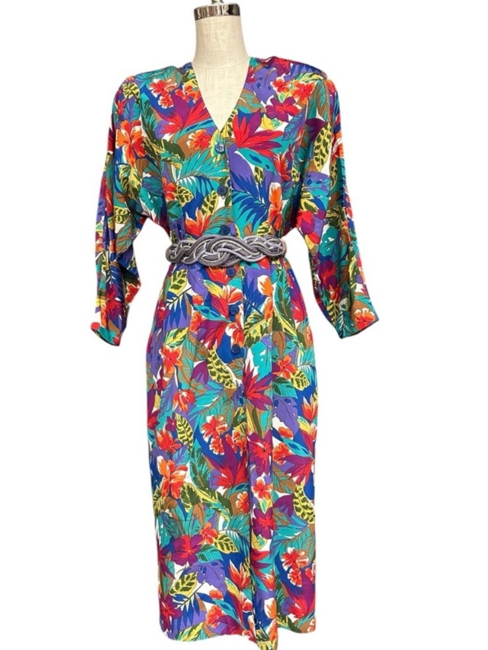 Andrea Gayle Tropical Floral Vintage Dress Size 10 Vintage 80s/90s Floral Dress